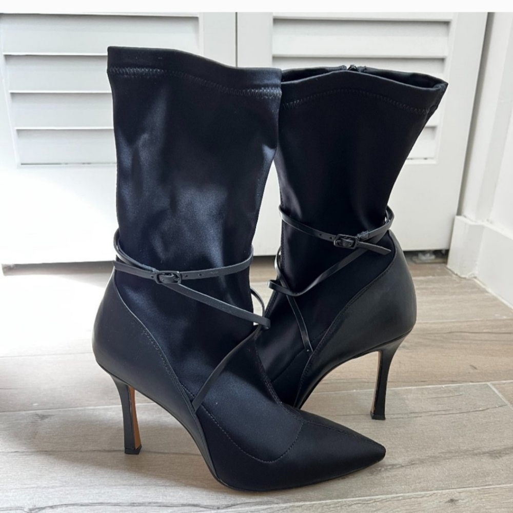 Karen Millen Neoprene Buckle Detail Sock Boot - UK 8 US 9.5/10